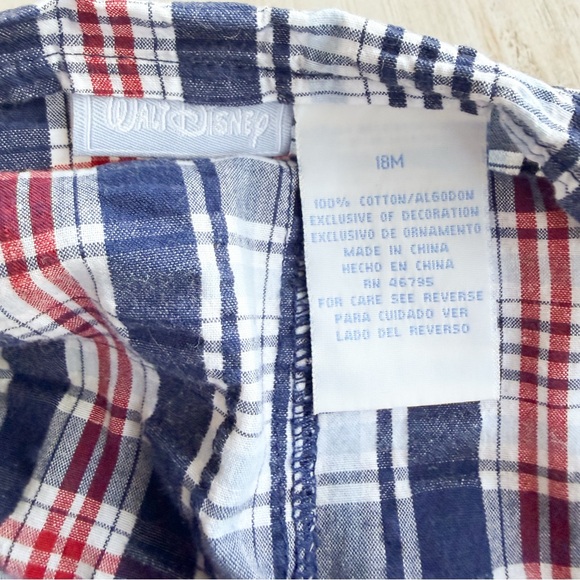 Disney Baby Vintage Y2K Winnie the Pooh Plaid Shortalls Romper Boys 18 Mos - Picture 6 of 10